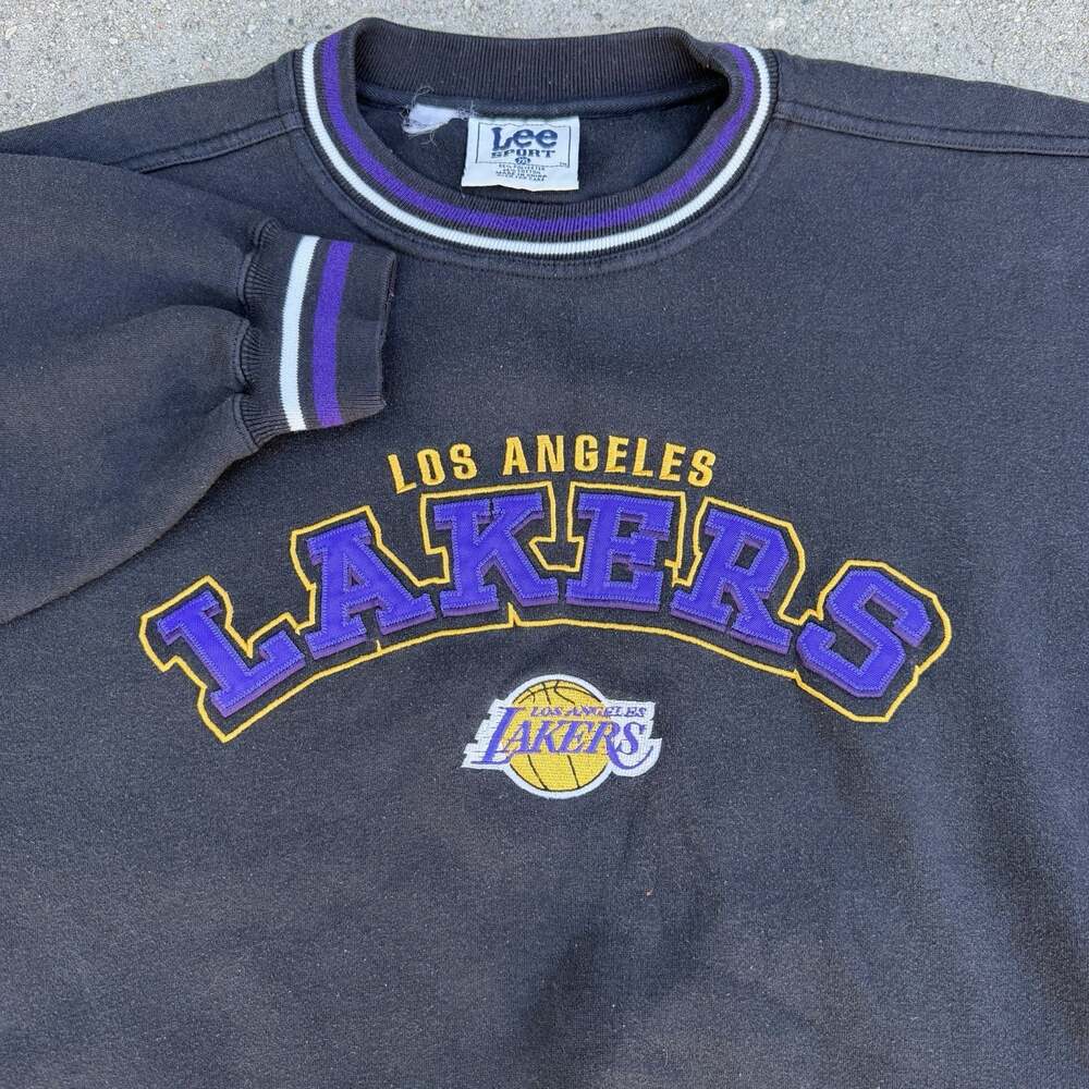 Vintage Lee Sport Los Angeles Lakers Black Sweatshirt XXL NBA Basketball